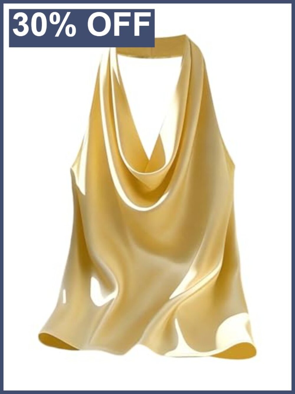Satin Halter Camisole Draped Neck Sleeveless Top
